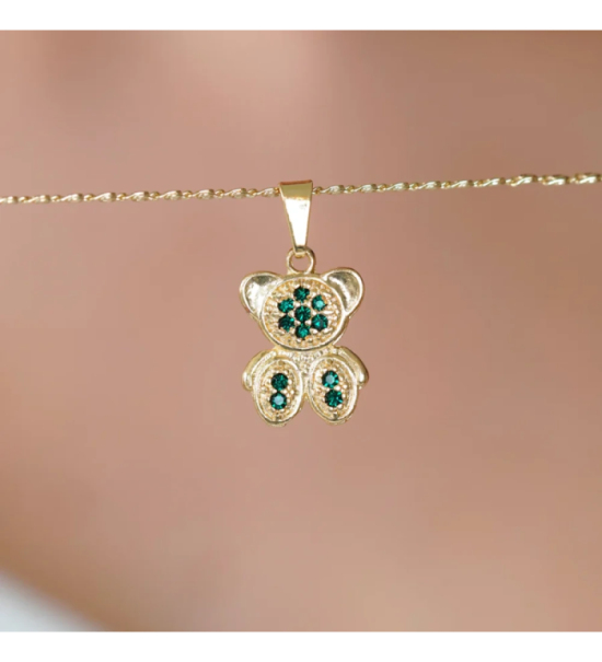 Pendentif ourson pierres vertes Other Level — photo produit