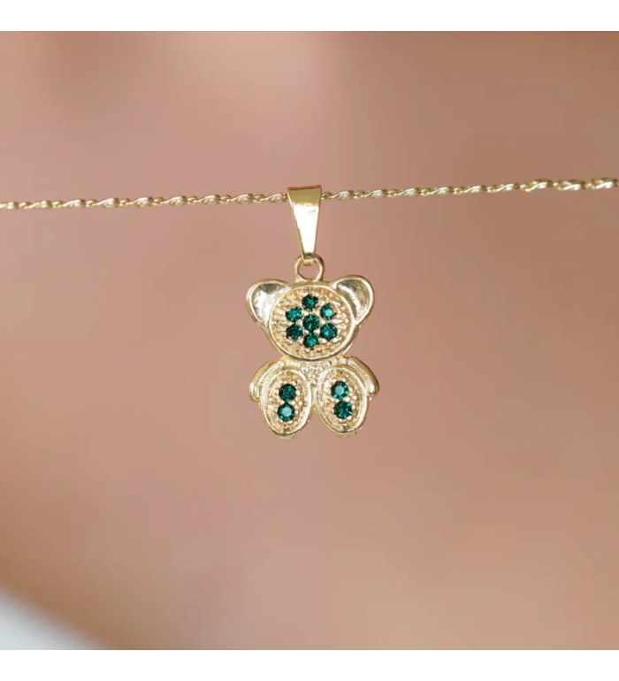 Pendentif ourson pierres vertes Other Level — photo produit