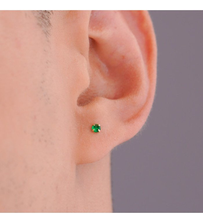 Clou d'oreille vert émeraude femme — Other Level